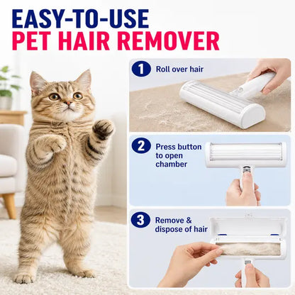 White Pet Hair Removal Roller – 20 Cm Wide Reusable Lint & Fur Cleaner for Sofas, Carpets, Bedding.