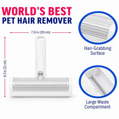 White Pet Hair Removal Roller – 20 Cm Wide Reusable Lint & Fur Cleaner for Sofas, Carpets, Bedding.