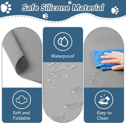 Pee Pad Holder for Dogs, Non-Slip Silicone Puppy Potty Training Tray with 4 Magnetic Clips & Leak-Proof Raised Edge