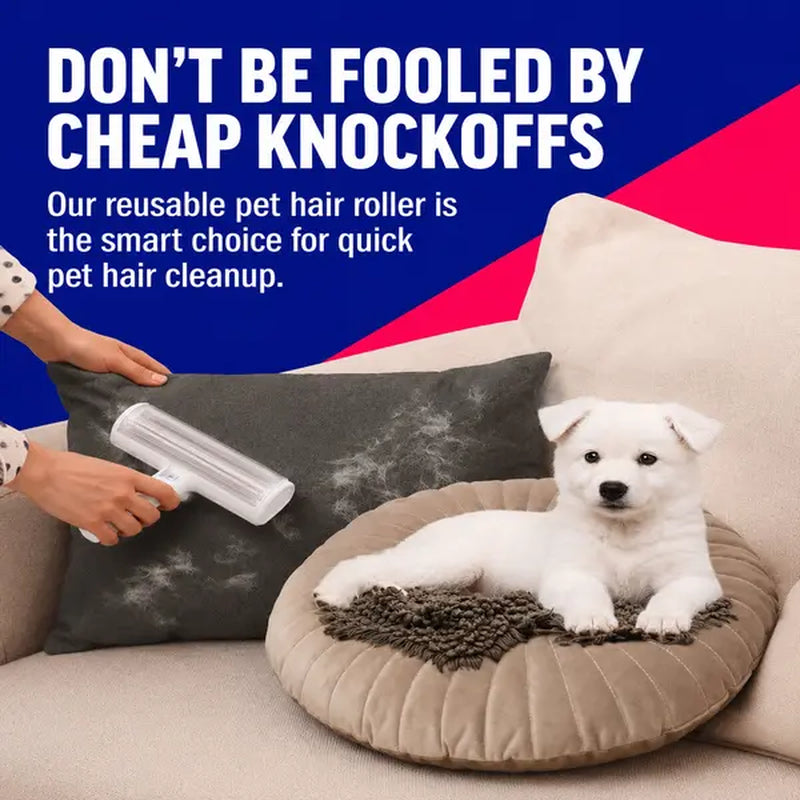 White Pet Hair Removal Roller – 20 Cm Wide Reusable Lint & Fur Cleaner for Sofas, Carpets, Bedding.