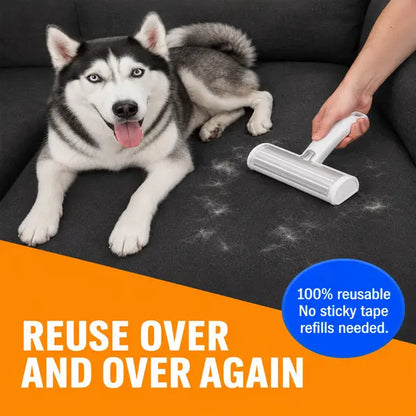 White Pet Hair Removal Roller – 20 Cm Wide Reusable Lint & Fur Cleaner for Sofas, Carpets, Bedding.